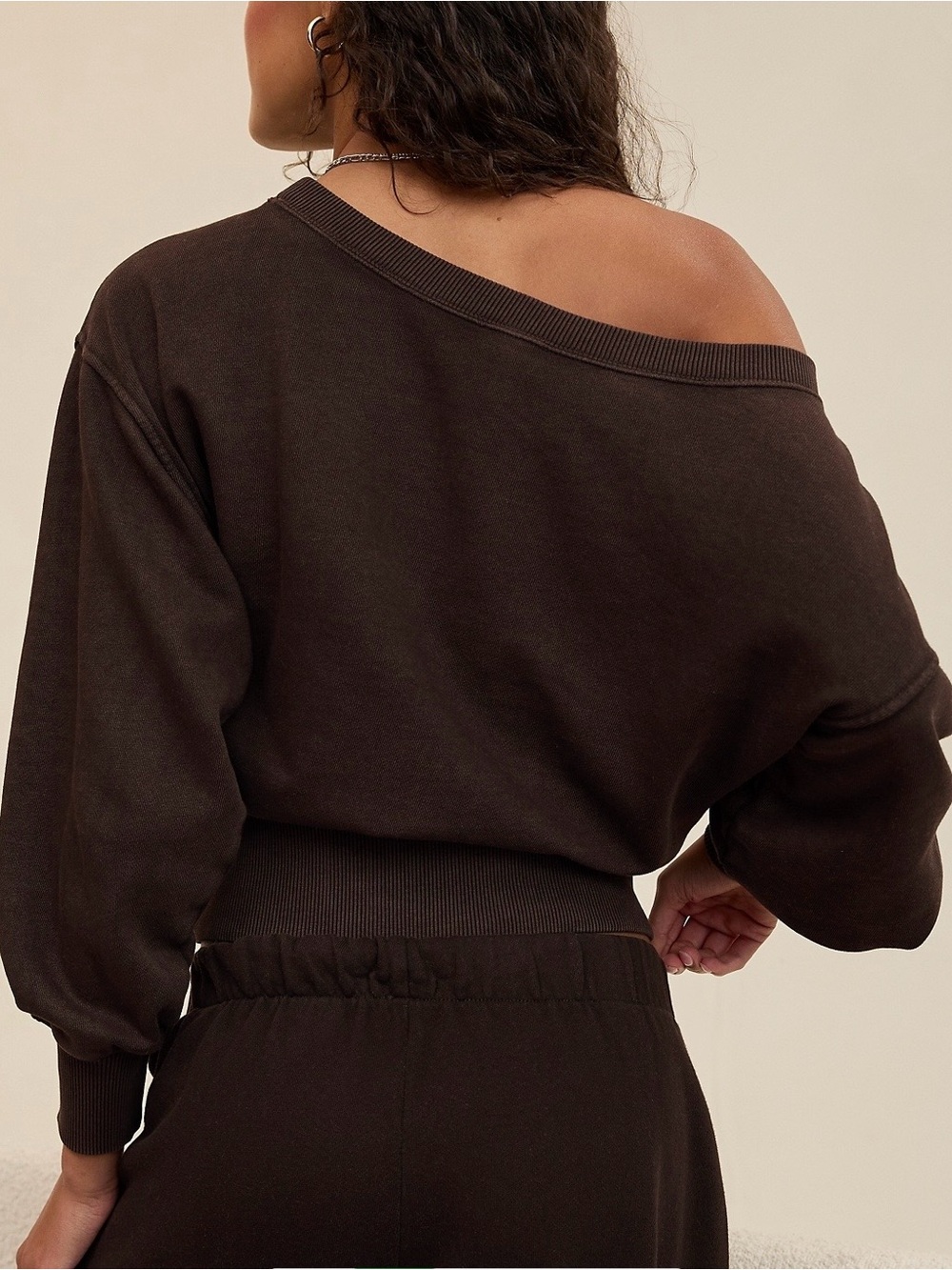 Aerie Go-To Off The Shoulder Sweatshirt  Deep Earth Bin#24 - Picture 2 of 4